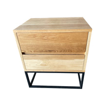 Load image into Gallery viewer, Fihlo Two Drawer Oak Side Table With Metal Frame