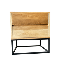 Load image into Gallery viewer, Fihlo Two Drawer Oak Side Table With Metal Frame