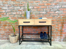 Load image into Gallery viewer, Simbi Oak Shoe Rack With Drawers