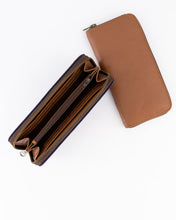 Load image into Gallery viewer, The Camps Bay Purse | Brown Leather Inner and Navy Canvas Outer
