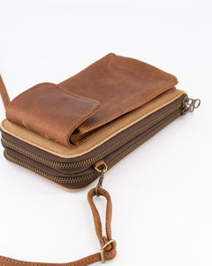 The Llandudno Leather & Canvas Shoulder-Strap Purse