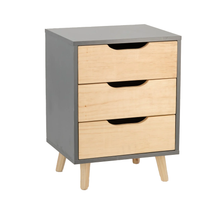 Load image into Gallery viewer, Halti Grey Side Table with Three Drawers - Cut Out Handles
