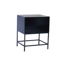 Load image into Gallery viewer, El Capitan Black Side Table Two Drawer With Hidden Handles
