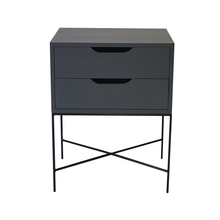 Load image into Gallery viewer, Everest Grey Side Table Two Drawer - Cut Out Handles

