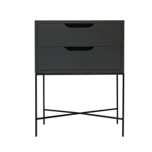 Load image into Gallery viewer, Everest Grey Side Table Two Drawer - Cut Out Handles
