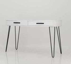Fuji White Desk Two Drawer - Steel Handles