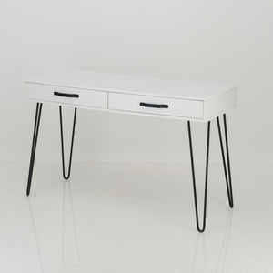 Fuji White Desk Two Drawer - Steel Handles