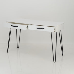 Fuji White Desk Two Drawer - Steel Handles