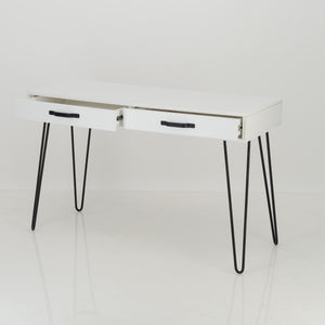Fuji White Desk Two Drawer - Steel Handles