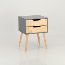 Load image into Gallery viewer, Halti Grey Side Table with Two Drawer - Cut Out Handles
