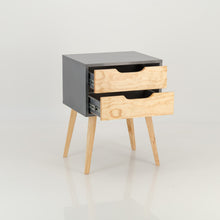 Load image into Gallery viewer, Halti Grey Side Table with Two Drawer - Cut Out Handles
