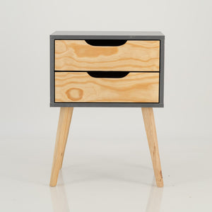 Halti Grey Side Table with Two Drawer - Cut Out Handles