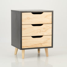 Load image into Gallery viewer, Halti Black Side Table with Three Drawers - Cut Out Handles
