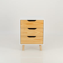Load image into Gallery viewer, Halti White Side Table with Three Drawers - Cut Out Handles
