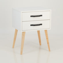 Load image into Gallery viewer, Makalu White Side Table with Two Drawers - Steel Handles
