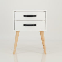 Load image into Gallery viewer, Makalu White Side Table with Two Drawers - Steel Handles
