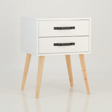 Load image into Gallery viewer, Makalu White Side Table with Two Drawers - Steel Handles
