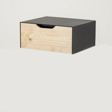 Load image into Gallery viewer, Manaslu Black Floating Side Table One Drawer - Cut Out Handle
