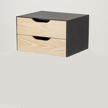 Load image into Gallery viewer, Manaslu Black Floating Side Table Two Drawer - Cut Out Handles
