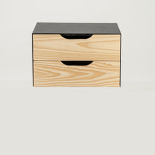 Load image into Gallery viewer, Manaslu Black Floating Side Table Two Drawer - Cut Out Handles

