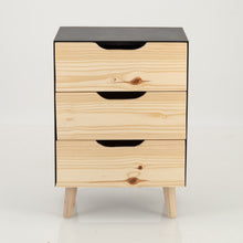 Load image into Gallery viewer, Manaslu Black Side Table Three Drawer - Cut Out Handles
