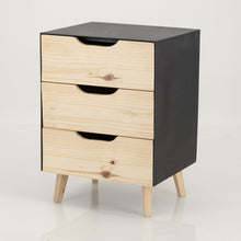 Load image into Gallery viewer, Manaslu Black Side Table Three Drawer - Cut Out Handles
