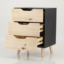 Load image into Gallery viewer, Manaslu Black Side Table Three Drawer - Cut Out Handles
