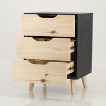 Load image into Gallery viewer, Manaslu Black Side Table Three Drawer - Cut Out Handles
