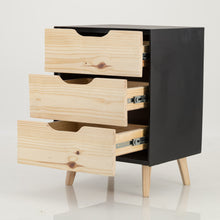 Load image into Gallery viewer, Manaslu Black Side Table Three Drawer - Cut Out Handles

