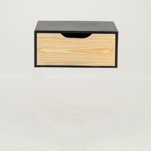 Mont Blanc Black Floating Side Table One Drawer - Cut Out Handle