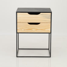 Load image into Gallery viewer, Mont Blanc Black Side Table Two Drawer - Cut Out Handles
