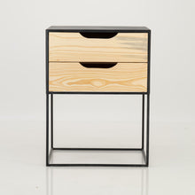 Load image into Gallery viewer, Mont Blanc Black Side Table Two Drawer - Cut Out Handles
