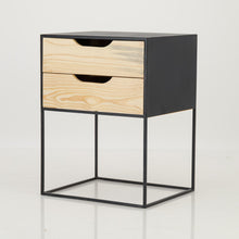 Load image into Gallery viewer, Mont Blanc Black Side Table Two Drawer - Cut Out Handles
