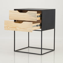 Load image into Gallery viewer, Mont Blanc Black Side Table Two Drawer - Cut Out Handles
