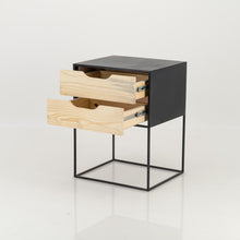 Load image into Gallery viewer, Mont Blanc Black Side Table Two Drawer - Cut Out Handles
