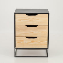Load image into Gallery viewer, Mont Blanc Black Side Table Three Drawer - Cut Out Handles
