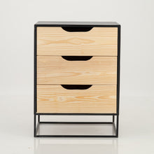 Load image into Gallery viewer, Mont Blanc Black Side Table Three Drawer - Cut Out Handles
