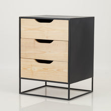 Load image into Gallery viewer, Mont Blanc Black Side Table Three Drawer - Cut Out Handles
