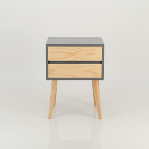Nallo Grey Side Table with Two Drawers - Hidden Handles