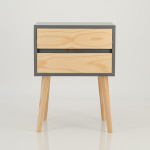 Nallo Grey Side Table with Two Drawers - Hidden Handles