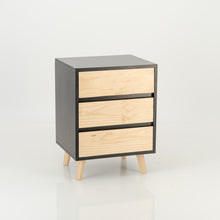Load image into Gallery viewer, Nallo Black Side Table with Three Drawers - Hidden Handles
