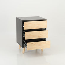 Load image into Gallery viewer, Nallo Black Side Table with Three Drawers - Hidden Handles
