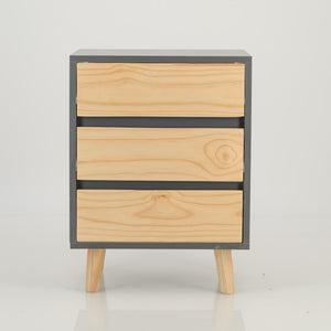Nallo Grey Side Table with Three Drawers - Hidden Handles