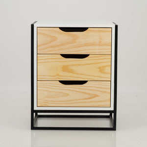 Tsitsikamma White Side Table with Three Drawers - Cut Out Handles