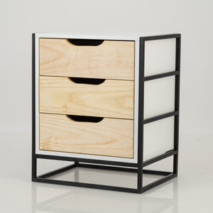 Tsitsikamma White Side Table with Three Drawers - Cut Out Handles