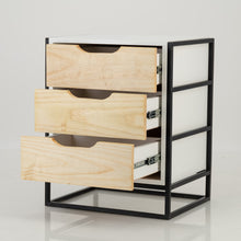 Load image into Gallery viewer, Tsitsikamma White Side Table with Three Drawers - Cut Out Handles
