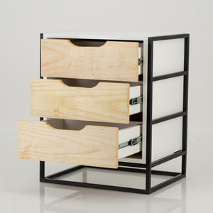 Tsitsikamma White Side Table with Three Drawers - Cut Out Handles