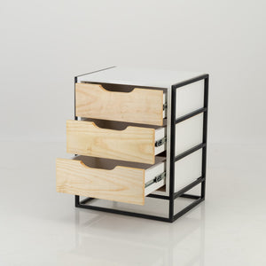 Tsitsikamma White Side Table with Three Drawers - Cut Out Handles
