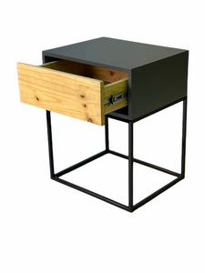 Kilimanjaro Push To Open Grey Side Table One Drawer