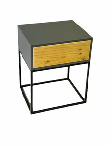 Kilimanjaro Push To Open Grey Side Table One Drawer